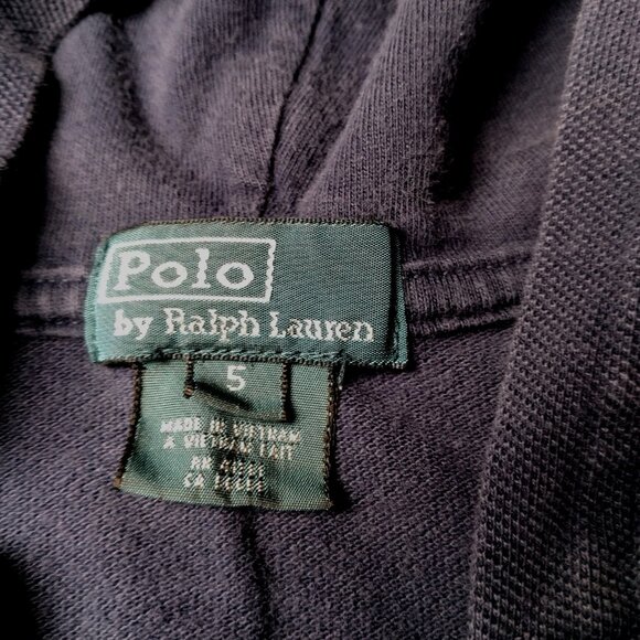 Polo Ralph Lauren Sweatshirt Kids Youth 5 Navy Blue Big Pony Hoodie Full Zip - Picture 3 of 10